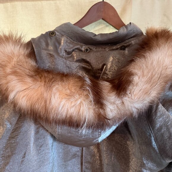 Share Innovations by IZZI Women's Jacket M Tan with Fox Fur Hood - Picture 6 of 6